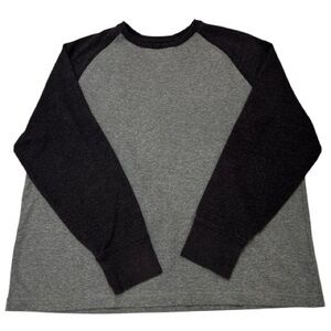 L.L.Bean Raglan Long Sleeve Shirt XL Heathered Gray and Black